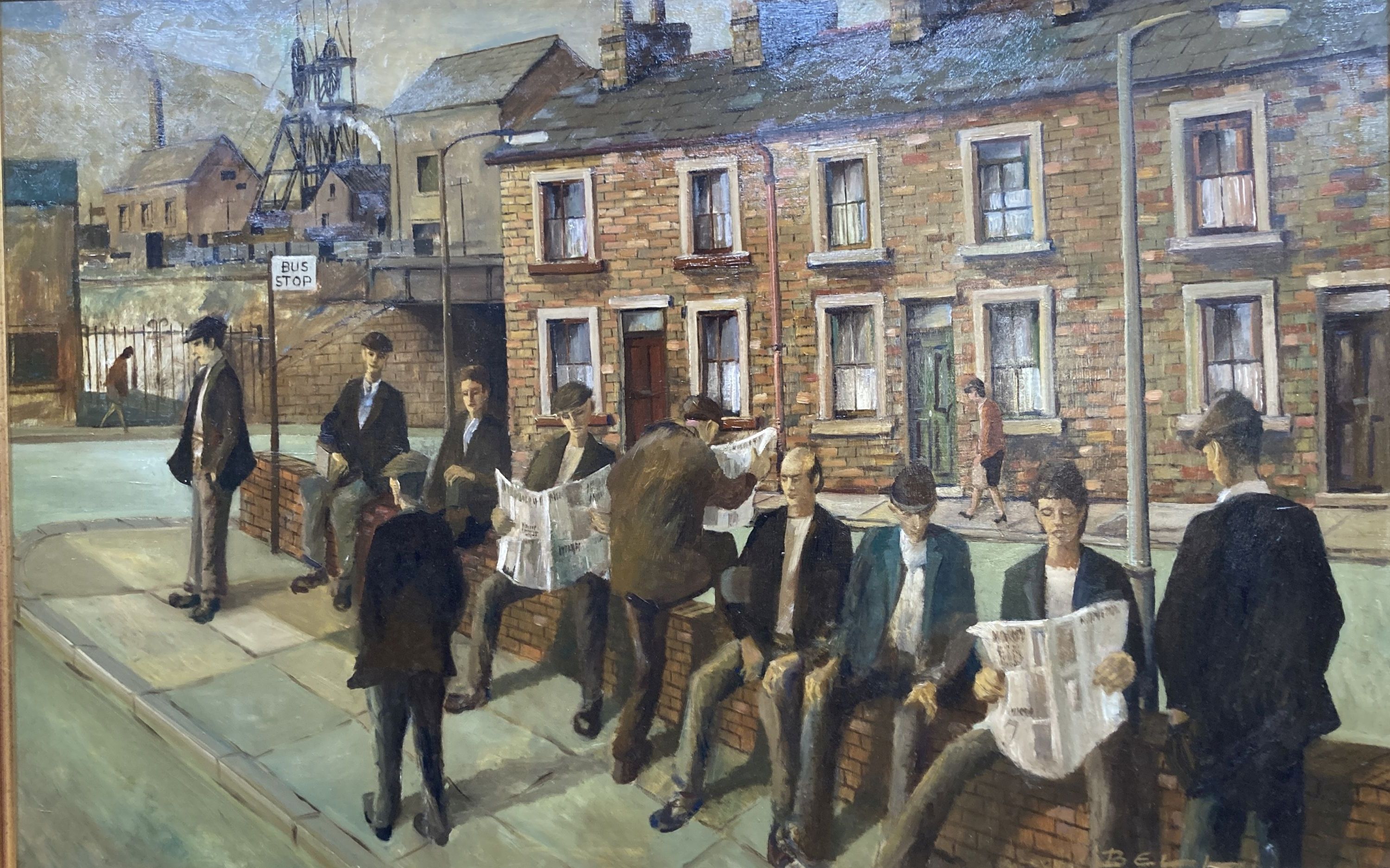 W.G. Bell (1928-2006), oil on board, End of the Shift, Tymawr Colliery, Pontypridd, signed, 69 x 105cm